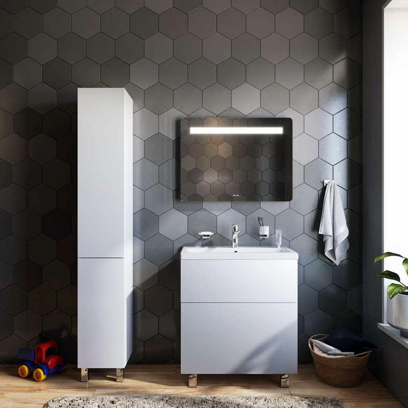 Тумба под раковину AM.PM GEM 75 см напольная 2 ящика (push-to-open) / M90FSX07522WG32 белый глянец