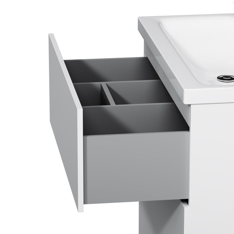 Тумба под раковину AM.PM GEM 75 см напольная 2 ящика (push-to-open) / M90FSX07522WG32 белый глянец