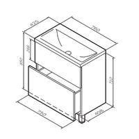 Тумба под раковину AM.PM GEM 75 см напольная 2 ящика (push-to-open) / M90FSX0752HF орех — 9