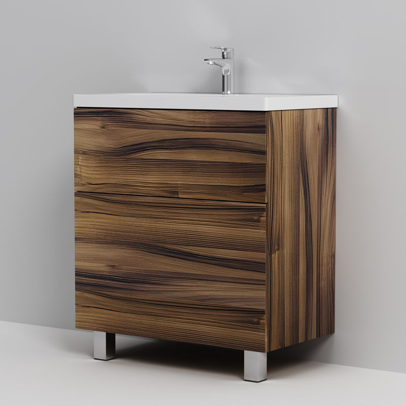 Тумба под раковину AM.PM GEM 75 см напольная 2 ящика (push-to-open) / M90FSX0752HF орех