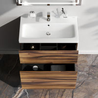 Тумба под раковину AM.PM GEM 75 см напольная 2 ящика (push-to-open) / M90FSX0752HF орех — 2