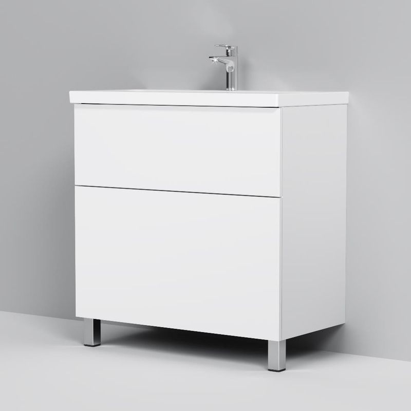Тумба под раковину AM.PM GEM 80 см напольная 2 ящика (push-to-open) / M90FSX0802WG белый глянец