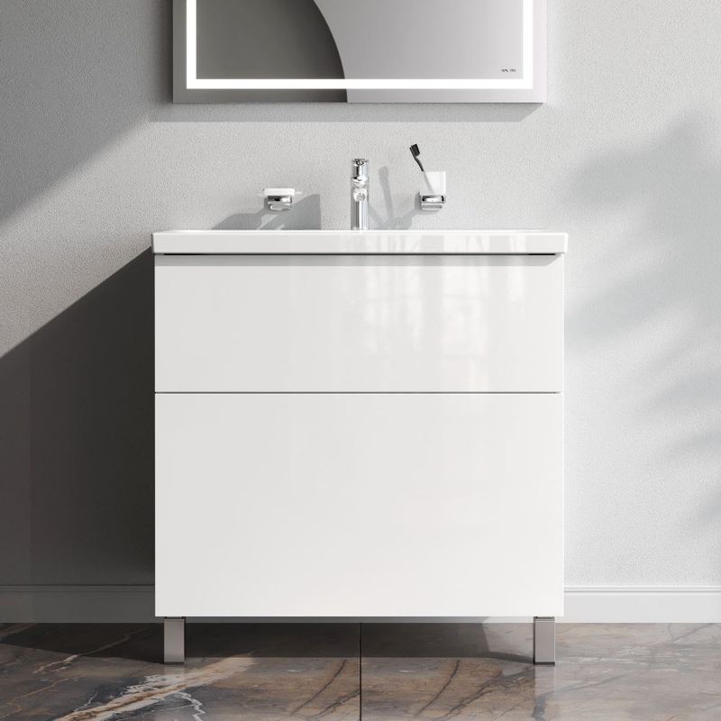 Тумба под раковину AM.PM GEM 80 см напольная 2 ящика (push-to-open) / M90FSX0802WG белый глянец