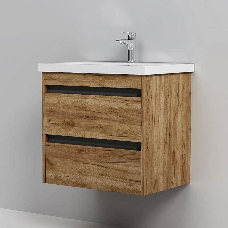 Тумба с раковиной AM.PM Pulse M91-FHX0602OF-WCC0602WG 60 см дерево текстурированное/графит