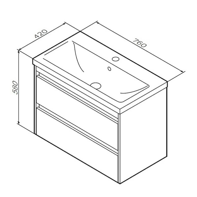 Тумба с раковиной AM.PM Pulse M91-FHX0752OF-WCC0752WG 75 см дерево текстурированное/графит
