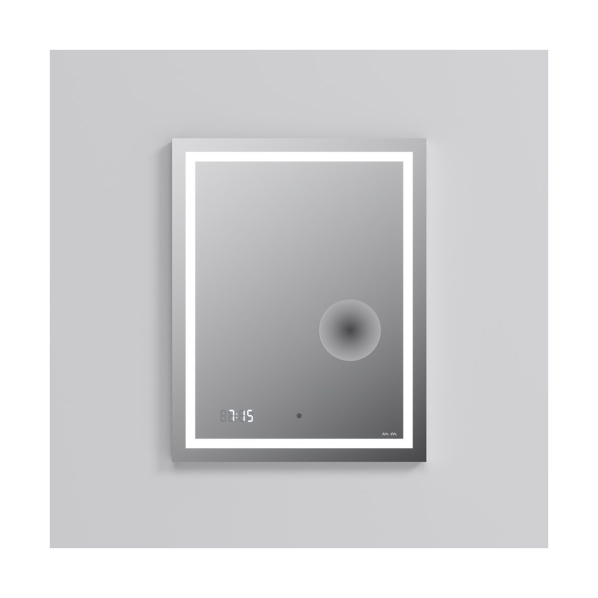 M91AMOX0553WG Универсальное зеркало с контурной Led-подсветкой, часами и косметическим зеркалом, 55