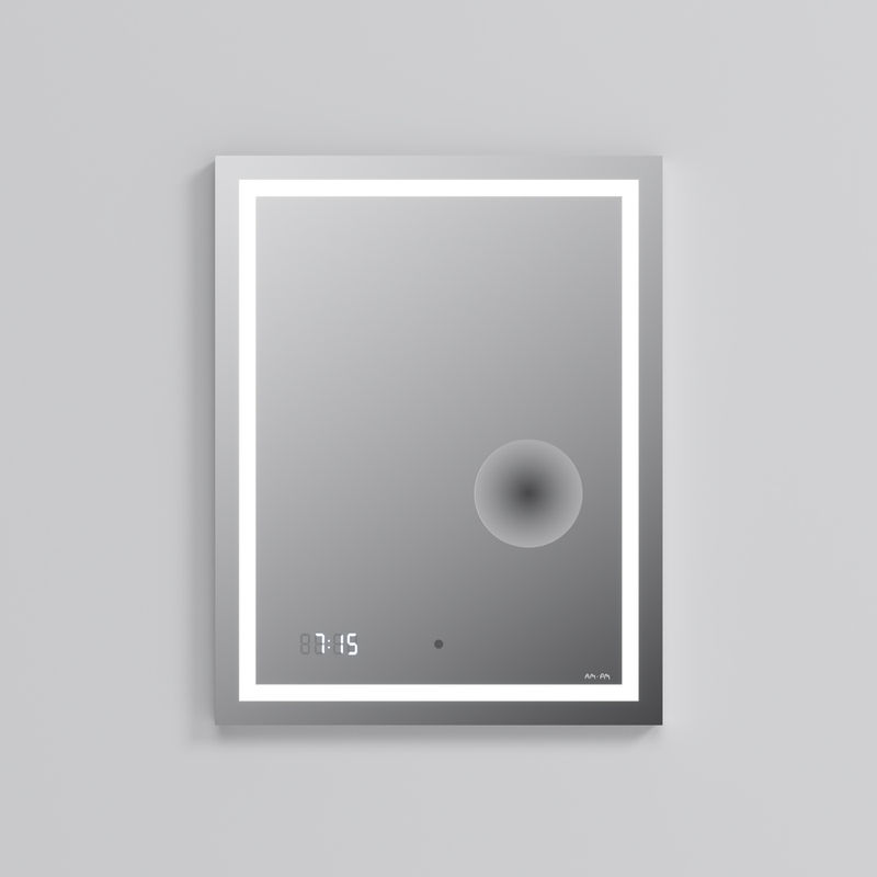 Зеркало AM.PM Gem 55×70 см с контурной Led-подсветкой, часами и косметическим зеркалом / M91AMOX0553WG