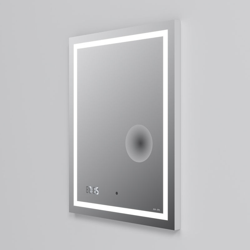 Зеркало AM.PM Gem 55×70 см с контурной Led-подсветкой, часами и косметическим зеркалом / M91AMOX0553WG