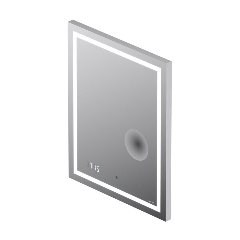 Зеркало AM.PM Gem 55×70 см с контурной Led-подсветкой, часами и косметическим зеркалом / M91AMOX0553WG