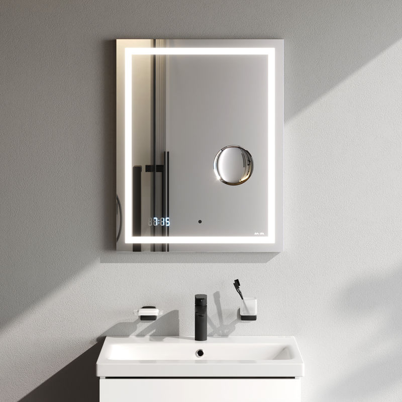 Зеркало AM.PM Gem 55×70 см с контурной Led-подсветкой, часами и косметическим зеркалом / M91AMOX0553WG