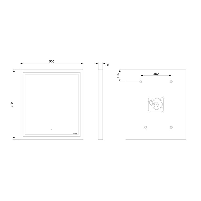 Зеркало AM.PM Gem 60×70 см с контурной Led-подсветкой / M91AMOX0601WG