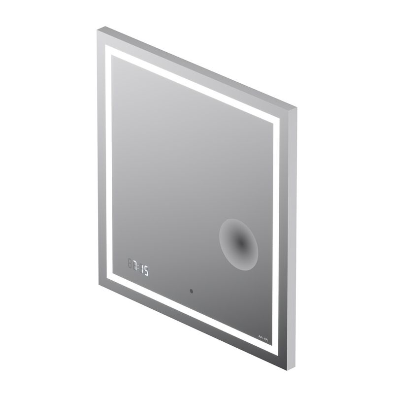 Зеркало AM.PM Gem 65×70 см с контурной Led-подсветкой, часами и косметическим зеркалом / M91AMOX0653WG