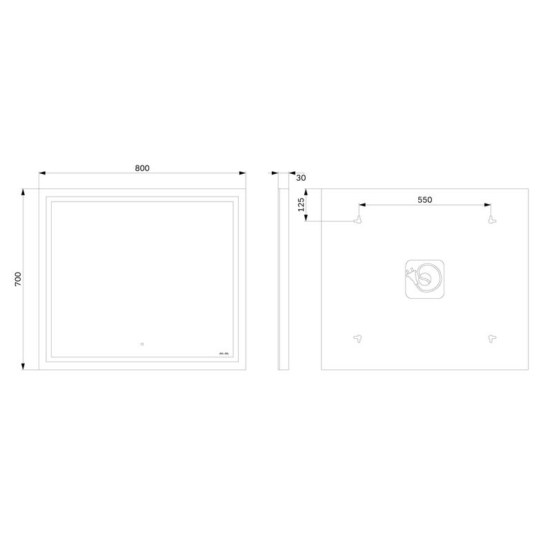Зеркало AM.PM Gem 80×70 см с контурной Led-подсветкой / M91AMOX0801WG