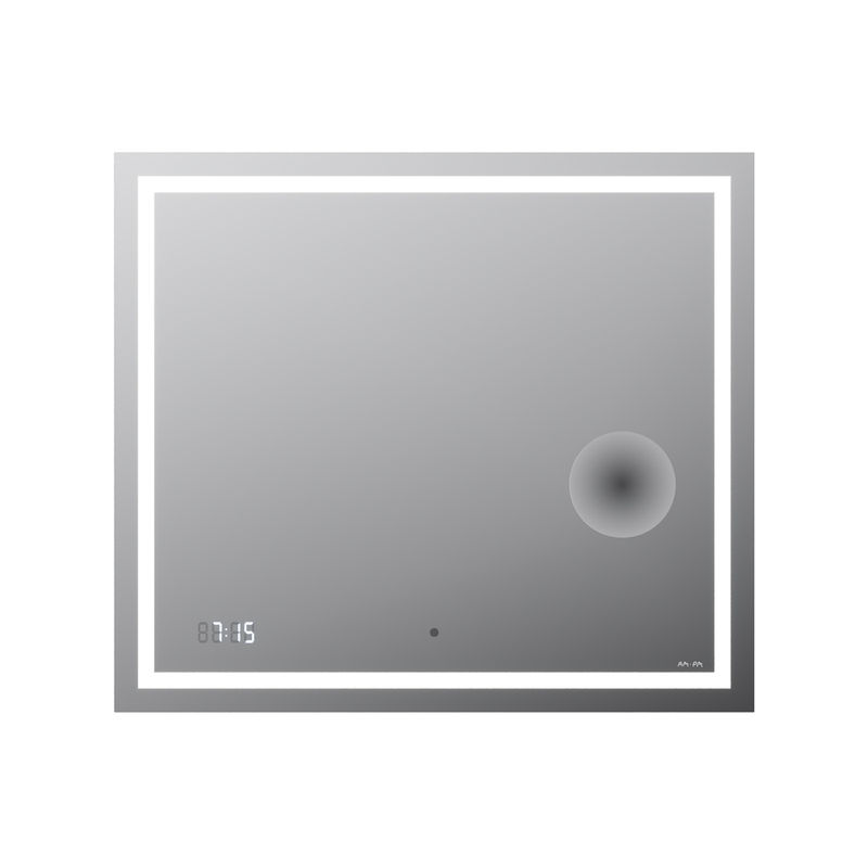 M91AMOX0803WG Универсальное зеркало с контурной Led-подсветкой, часами и косметическим зеркалом, 80
