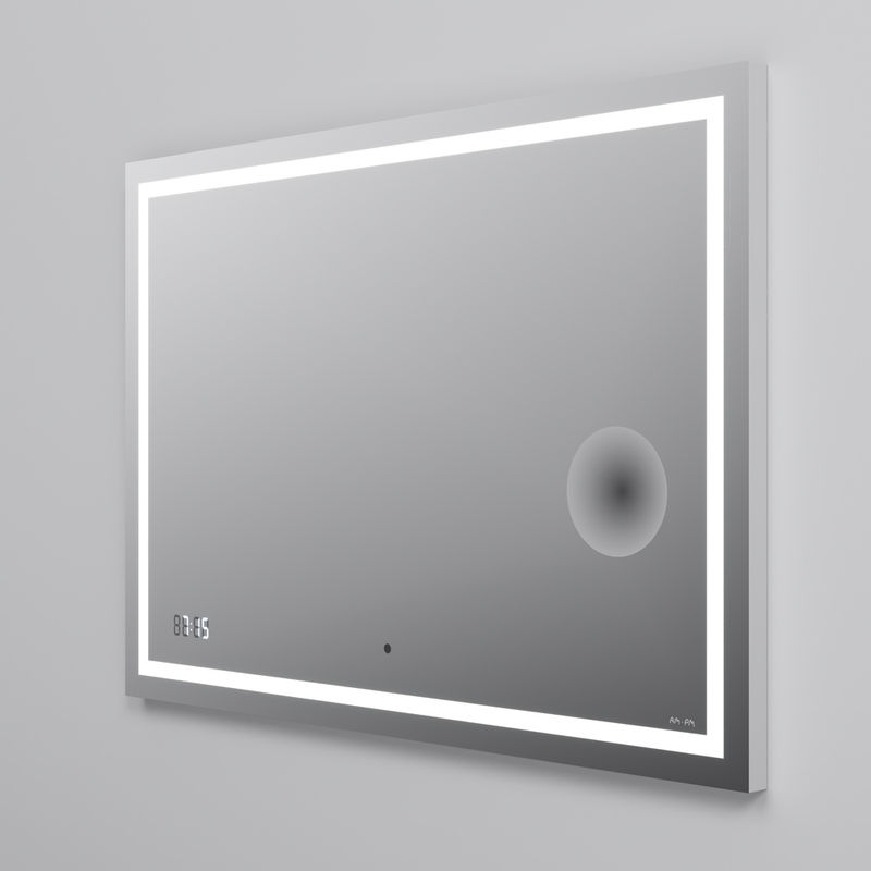 Зеркало AM.PM Gem 100×70 см с контурной Led-подсветкой, часами и косметическим зеркалом / M91AMOX1003WG
