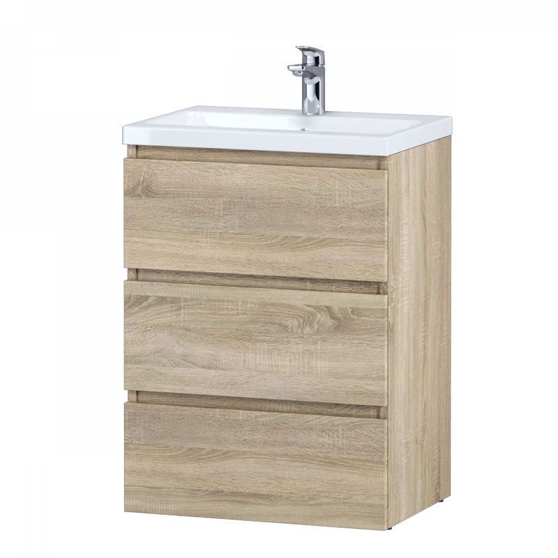 Тумба под раковину AM.PM GEM S 60 см напольная 3 ящика / M91FSX0602OF светлый дуб