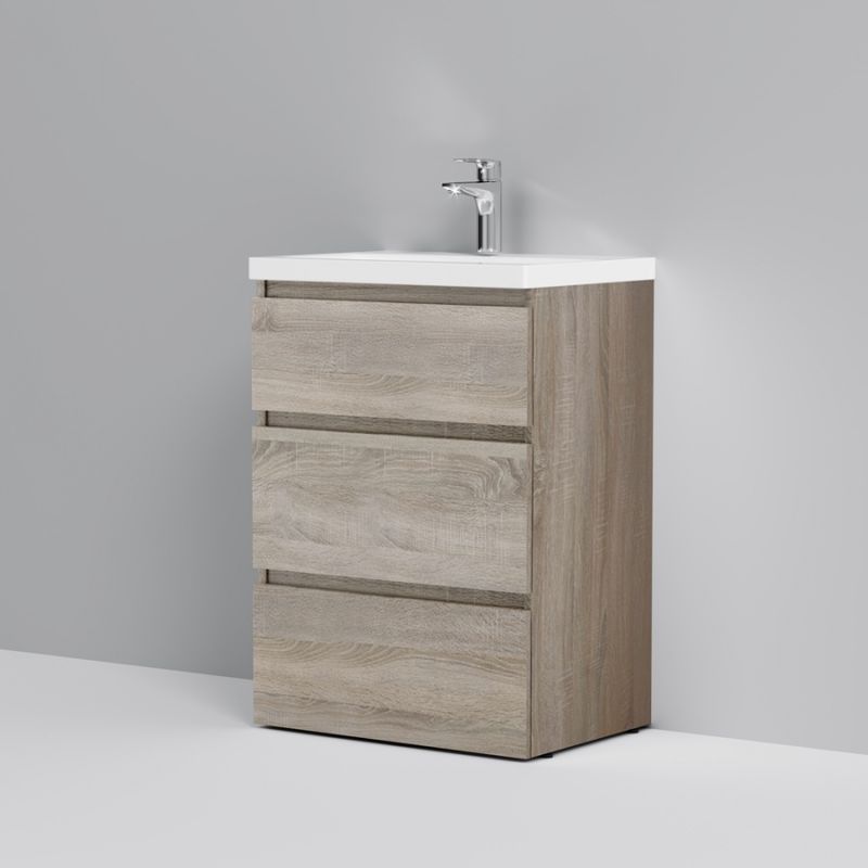 Тумба под раковину AM.PM GEM S 60 см напольная 3 ящика / M91FSX0602OF светлый дуб