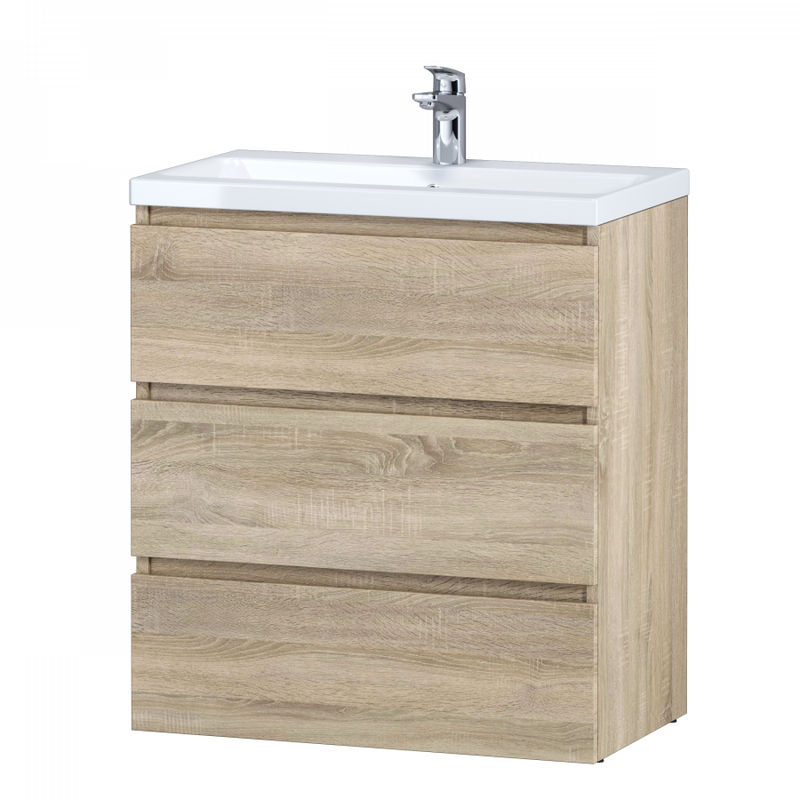 Тумба под раковину AM.PM GEM S 75 см напольная 3 ящика / M91FSX0752OF светлый дуб