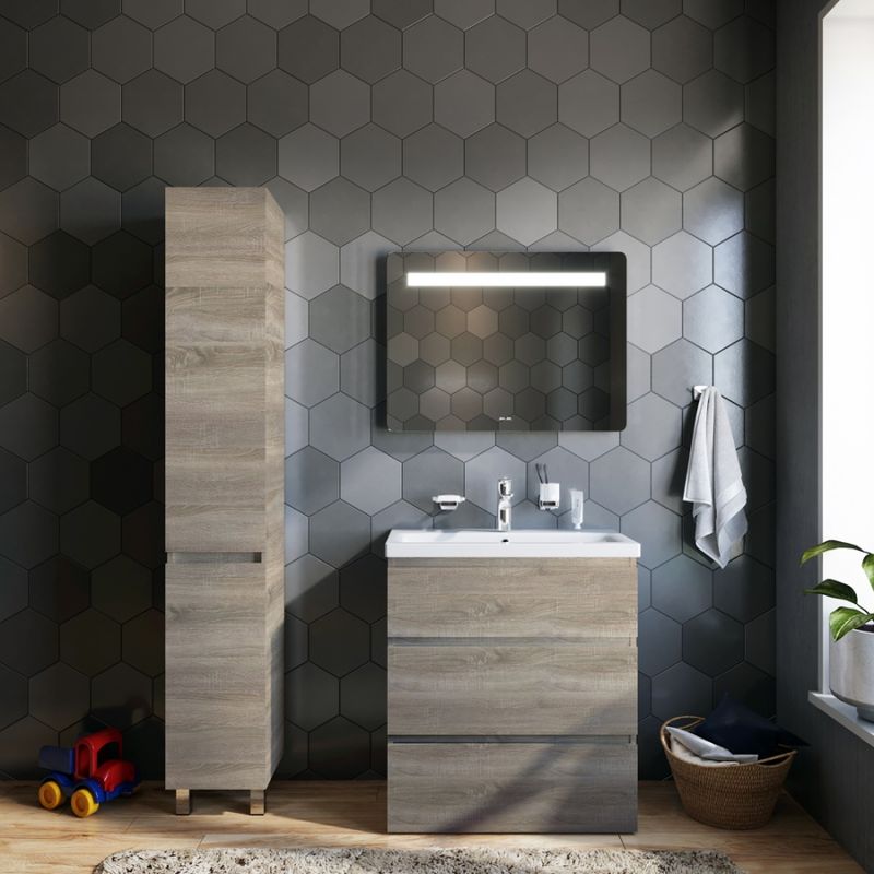 Тумба под раковину AM.PM GEM S 75 см напольная 3 ящика / M91FSX0752OF светлый дуб