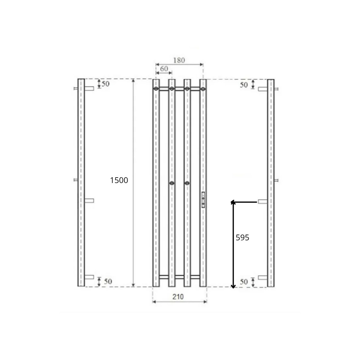 Маргроид Ferrum Inaro 4 СНШ 150*6*18 Черный матовый, скрытого монтажа, таймер справа по середине (крючки 4/2)