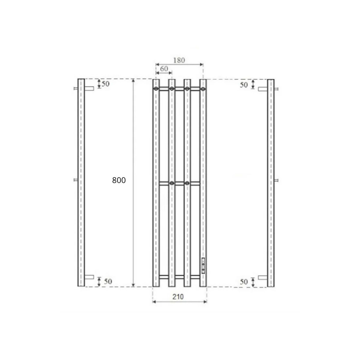Маргроид Ferrum Inaro 4 СНШ 80*6*18 Графит, скрытого монтажа, таймер справа (крючки 4/2)