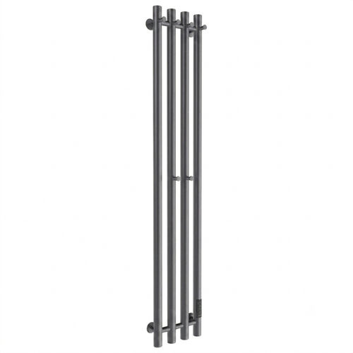 Полотенцесушитель электрический Маргроид Ferrum Inaro 4 СНШ 120×6×18 графит, скрытого монтажа, таймер справа (крючки 4/2)