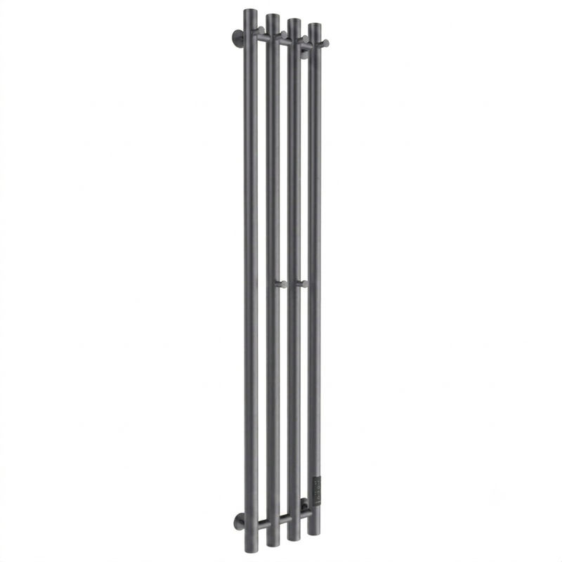 Полотенцесушитель электрический Маргроид Ferrum Inaro 4 СНШ 120×6×18 графит, скрытого монтажа, таймер справа (крючки 4/2)