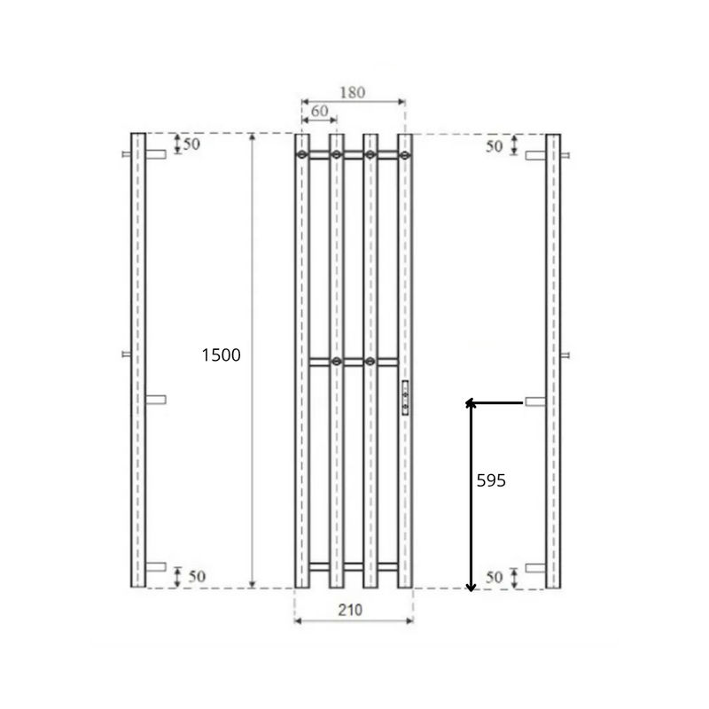 Полотенцесушитель электрический Маргроид Ferrum Inaro 4 СНШ 150×6×18 Графит, скрытого монтажа, таймер справа по середине (крючки 4/2)
