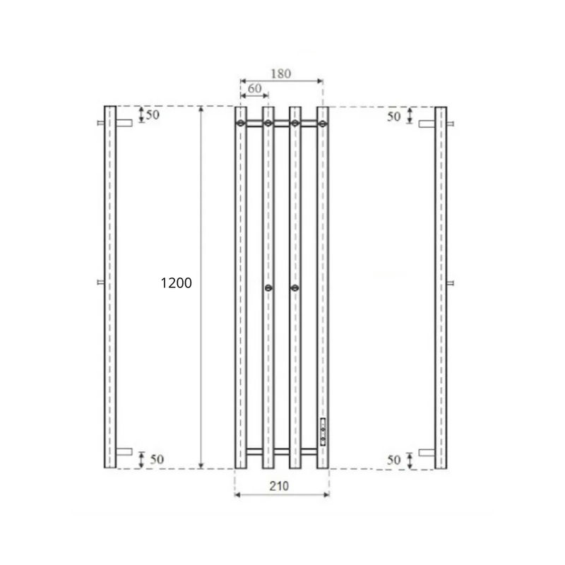 Полотенцесушитель электрический Маргроид Ferrum Inaro 4 СНШ 120×6×18 Белый матовый, скрытого монтажа, таймер справа (крючки 4/2)