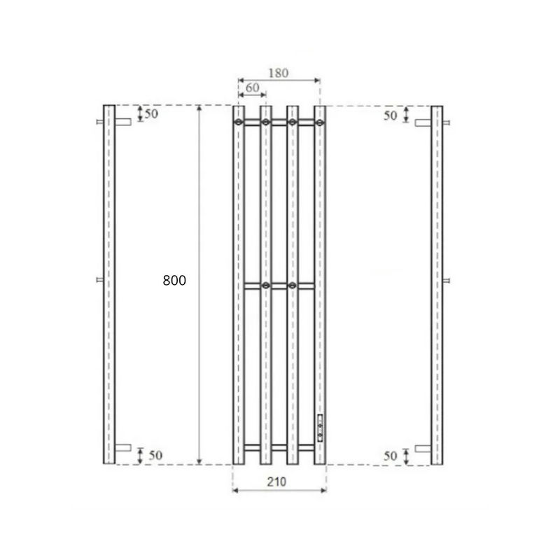 Полотенцесушитель электрический Маргроид Ferrum Inaro 4 СНШ 80×6×18 Белый матовый, скрытого монтажа, таймер справа (крючки 4/2)