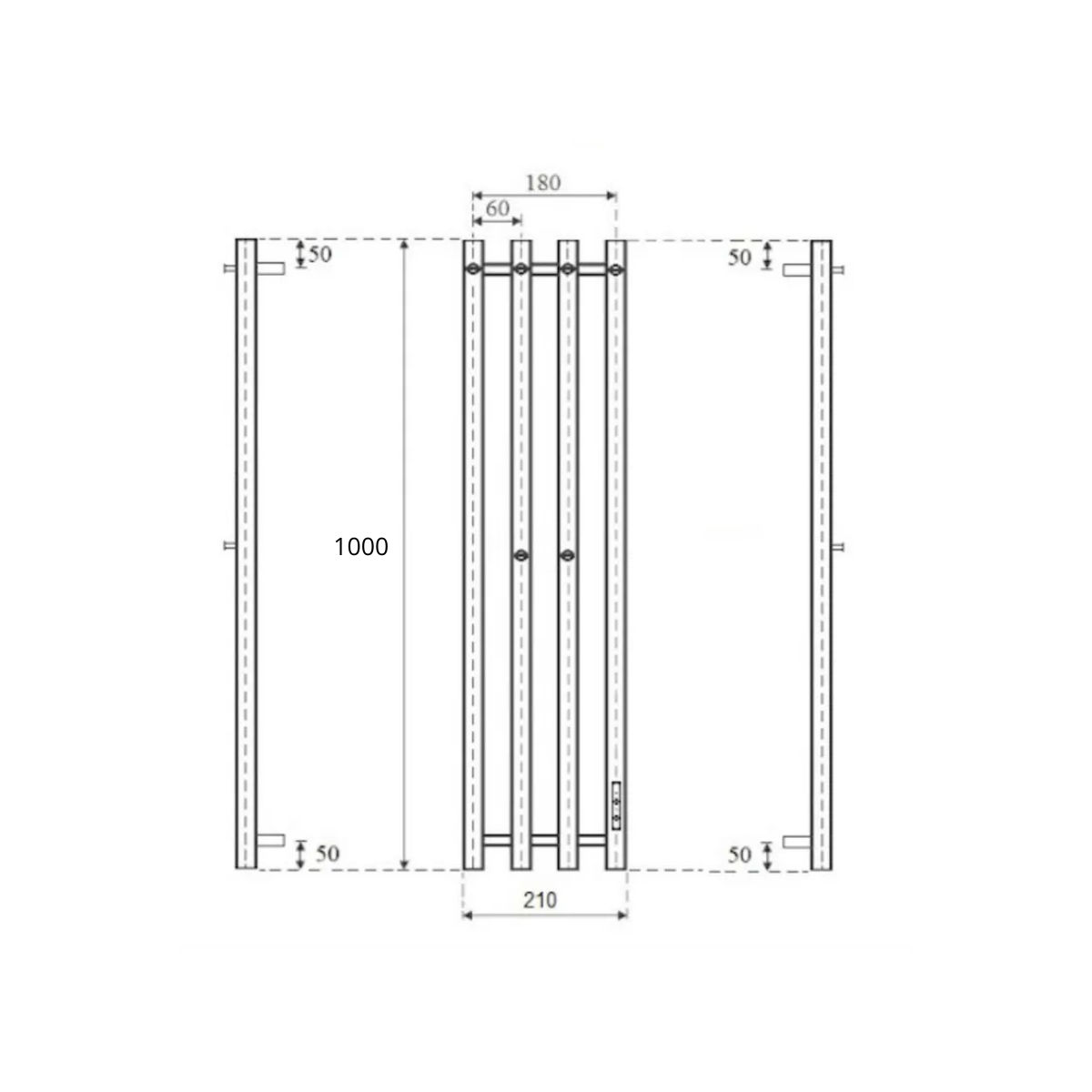 Маргроид Ferrum Inaro 4 СНШ 100*6*18 Матовое Золото, скрытого монтажа, таймер справа (крючки 4/2)