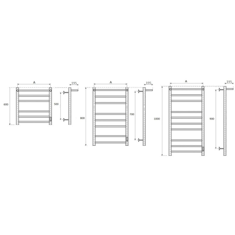Полотенцесушитель электрический Маргроид Ferrum Вид 10 СНШ с полкой 80/50 Черный матовый, скрытого монтажа, таймер справа