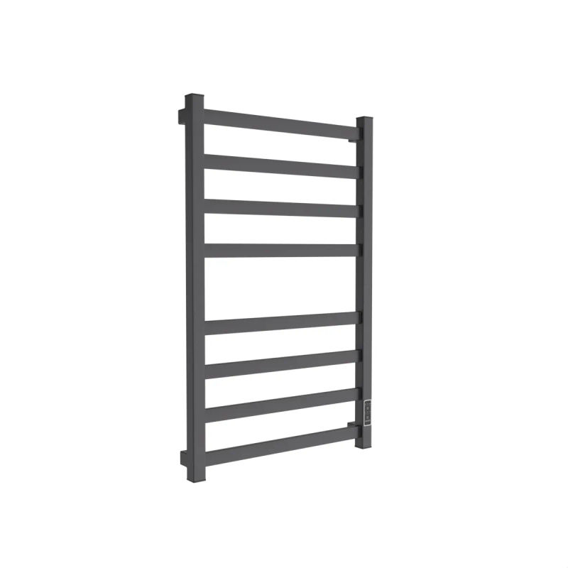 Полотенцесушитель электрический Маргроид Ferrum Вид 81/10 СНШ профильный (перекладины 30x10, 4+4) 80/50 Черный матовый, скрытого монтажа, таймер справа