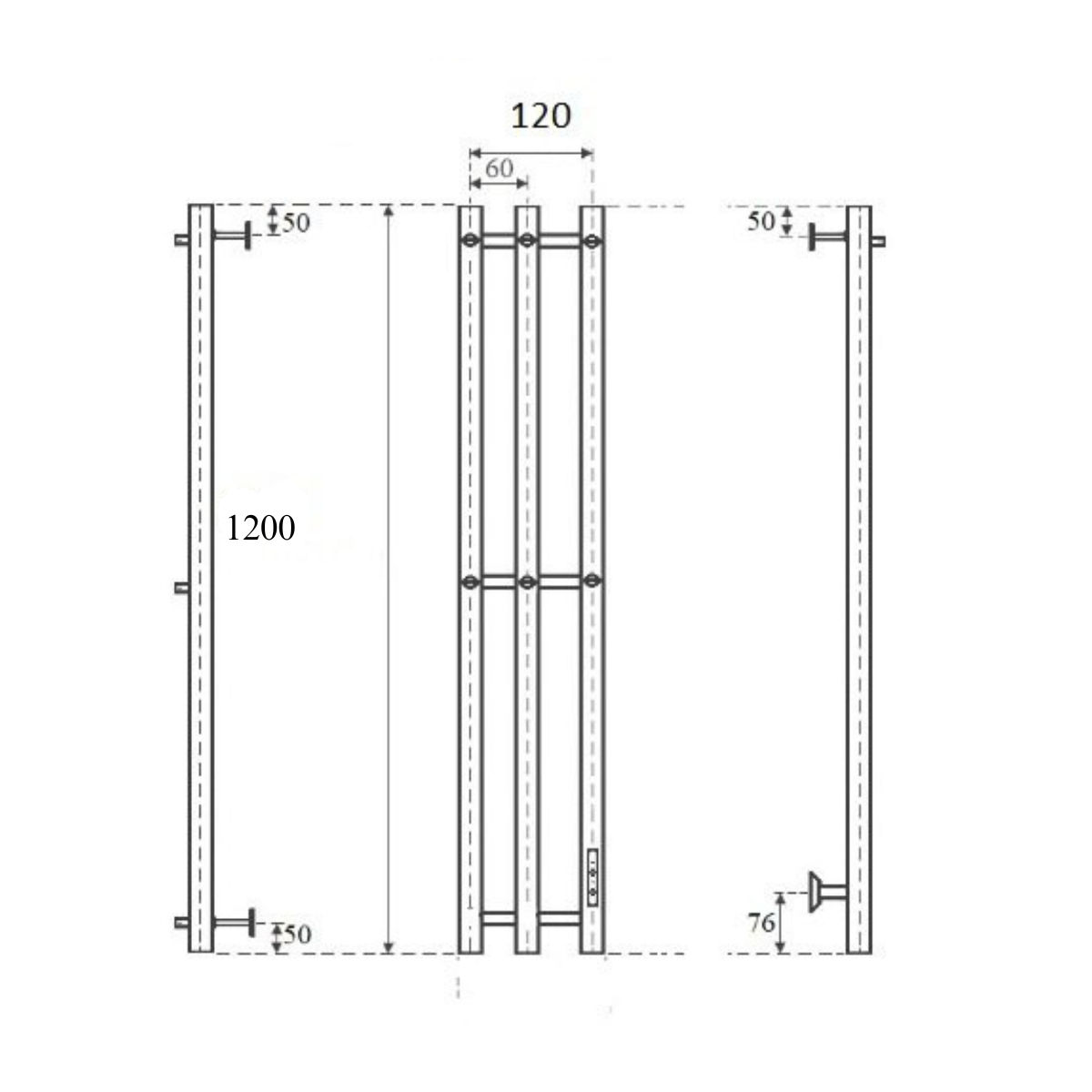 Маргроид Ferrum Inaro СНШ 120*6*12 Черный матовый, скрытого монтажа, таймер справа (6 крючков)