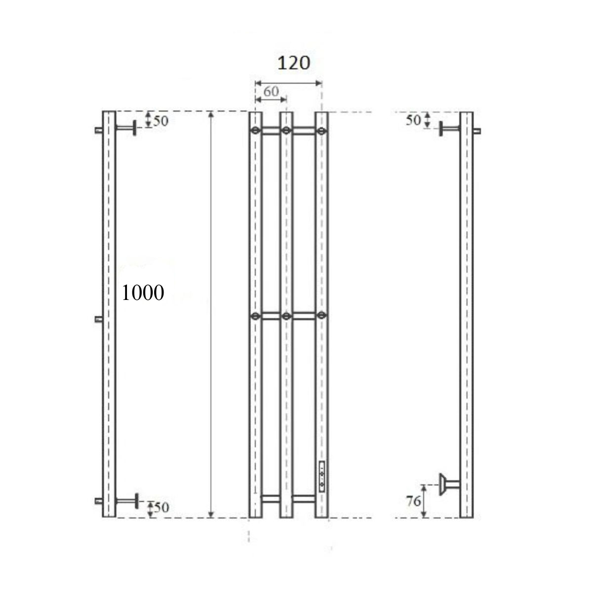 Маргроид Ferrum Inaro СНШ 100*6*12 Черный матовый, скрытого монтажа, таймер справа (6 крючков)