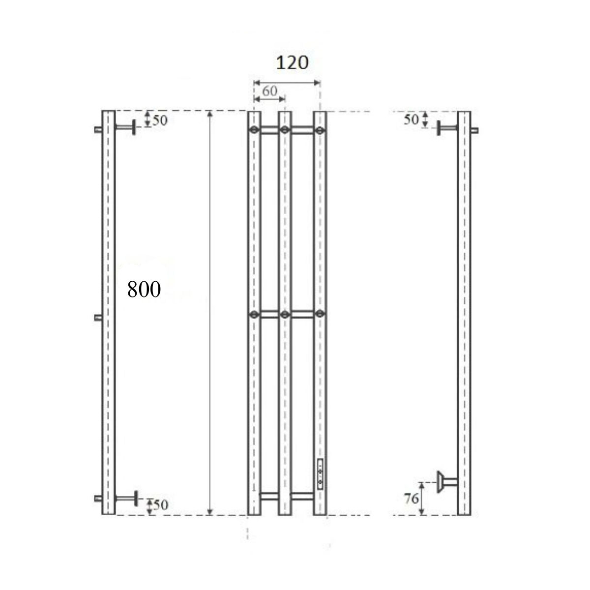 Маргроид Ferrum Inaro СНШ 80*6*12 Черный матовый, скрытого монтажа, таймер справа (6 крючков)