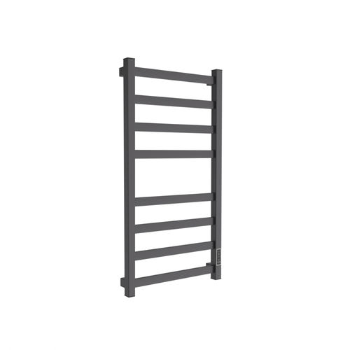 Полотенцесушитель электрический Маргроид Ferrum Вид 81/10 СНШ профильный (перекладины 30x10, 4+4) 80/40 Черный матовый, скрытого монтажа, таймер справа