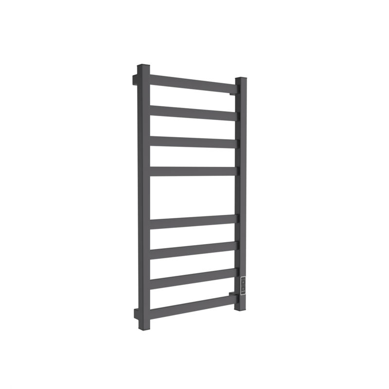 Полотенцесушитель электрический Маргроид Ferrum Вид 81/10 СНШ профильный (перекладины 30x10, 4+4) 80/40 Черный матовый, скрытого монтажа, таймер справа