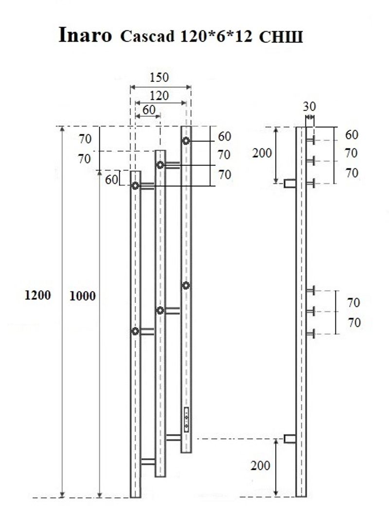 Маргроид Inaro 3 Cascade СНШ 120*6*12 скрытого монтажа, таймер справа