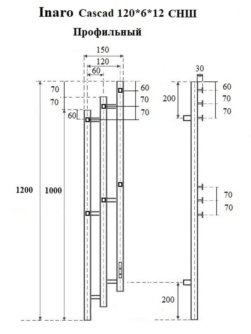 Маргроид Inaro 3 Cascade СНШ профильный 120*6*12 скрытого монтажа, таймер справа