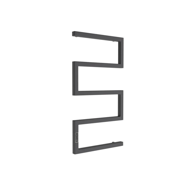 Полотенцесушитель электрический Маргроид Ferrum Snake СНШ профильный 80×50 Черный матовый, скрытого монтажа, таймер слева