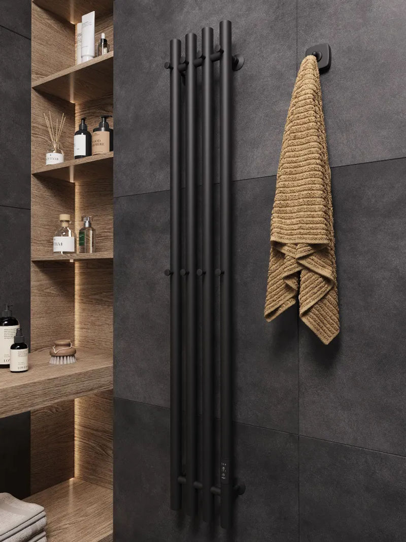 Маргроид Ferrum Inaro 4 СНШ 120*6*18 Черный матовый, скрытого монтажа, таймер справа (8 крючков)