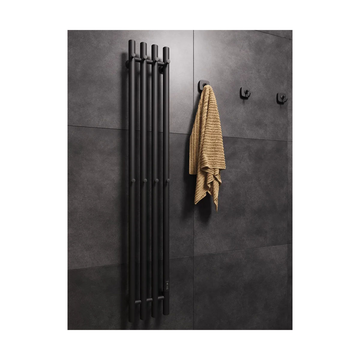 Маргроид Ferrum Inaro 4 СНШ 120*6*18 Черный матовый, скрытого монтажа, таймер справа (8 крючков)