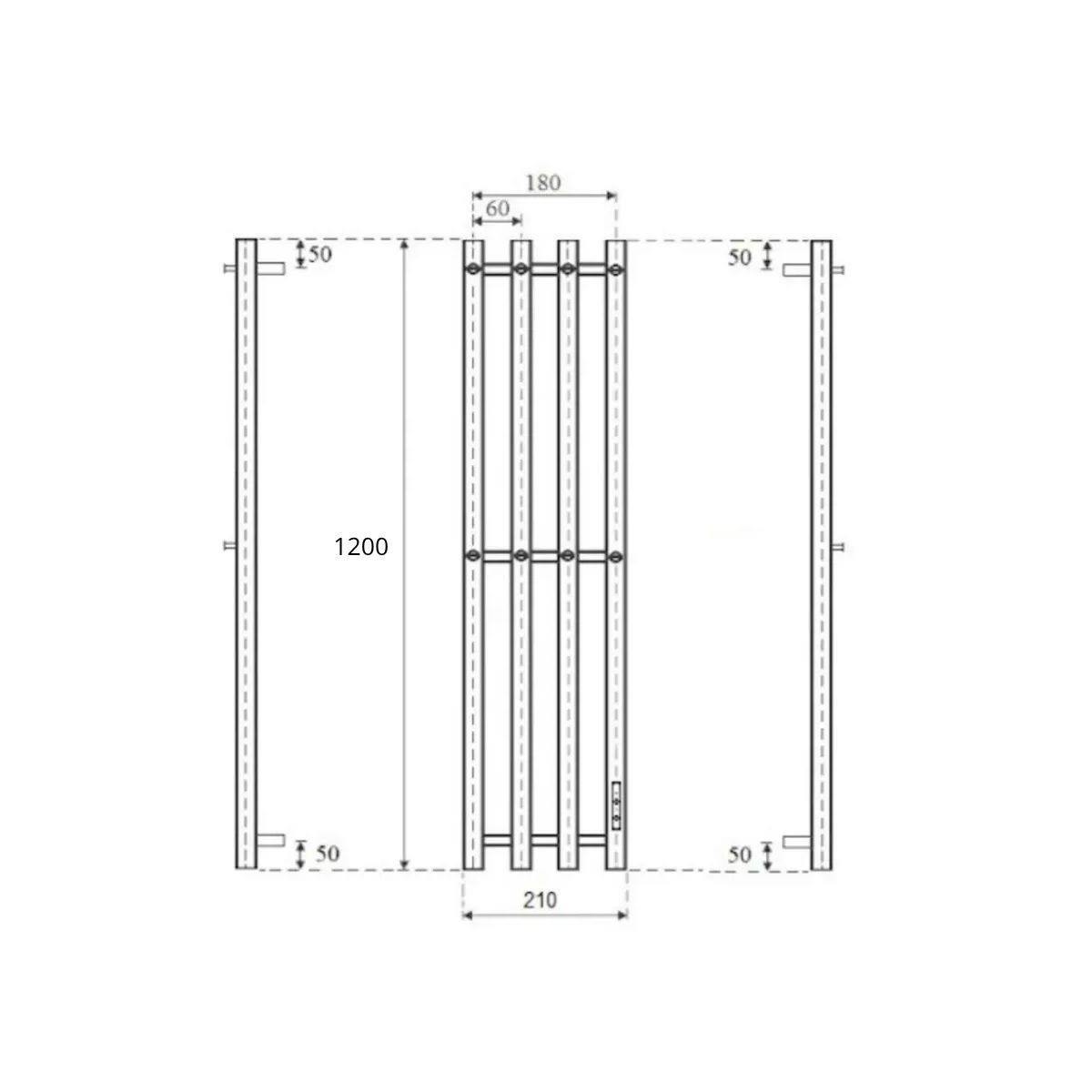 Маргроид Ferrum Inaro 4 СНШ 120*6*18 Черный матовый, скрытого монтажа, таймер справа (8 крючков)