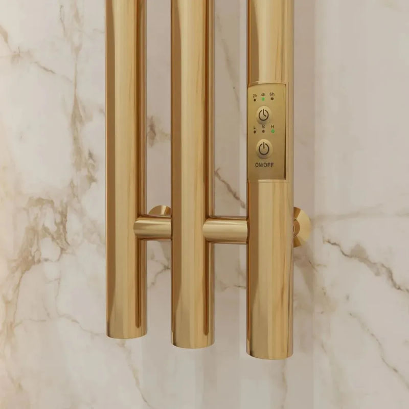 Полотенцесушитель электрический Маргроид Inaro 3 СНШ 120×6×12 Золото, скрытого монтажа, таймер справа (6 крючков)