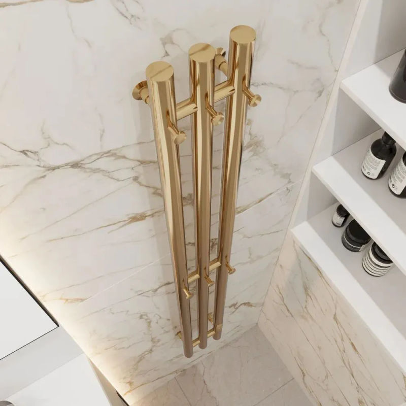 Полотенцесушитель электрический Маргроид Inaro 3 СНШ 120×6×12 Золото, скрытого монтажа, таймер справа (6 крючков)