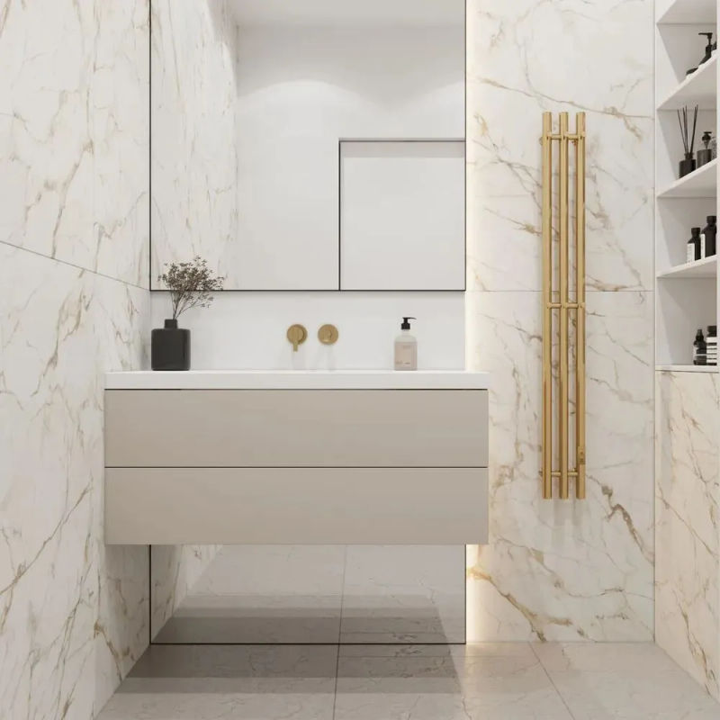 Полотенцесушитель электрический Маргроид Inaro 3 СНШ 120×6×12 Золото, скрытого монтажа, таймер справа (6 крючков)