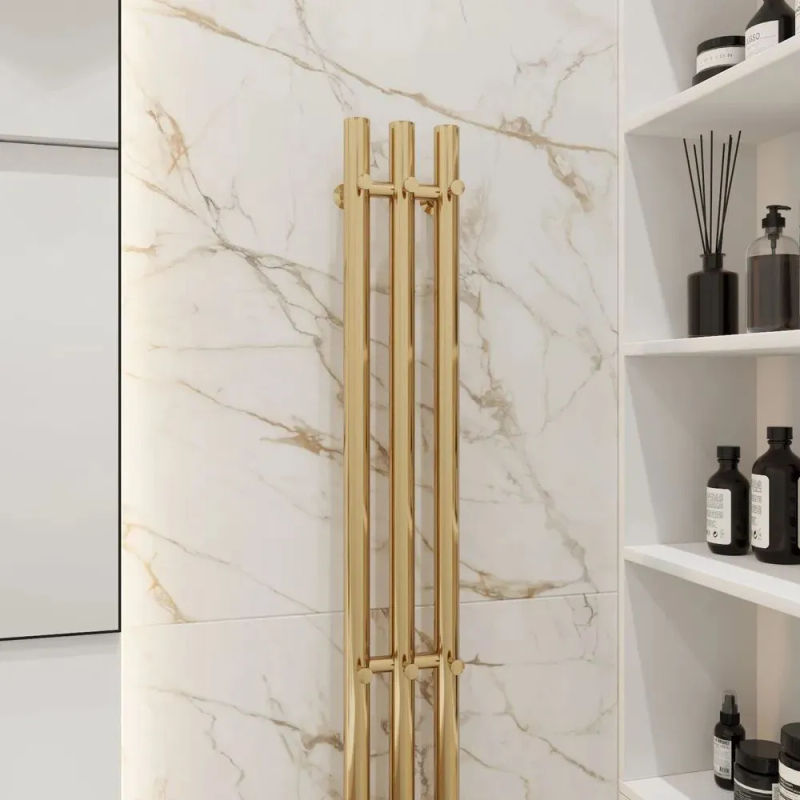 Полотенцесушитель электрический Маргроид Inaro 3 СНШ 120×6×12 Золото, скрытого монтажа, таймер справа (6 крючков)