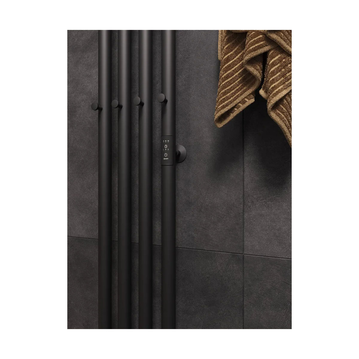 Маргроид Ferrum Inaro 4 СНШ 150*6*18 Черный матовый, скрытого монтажа, таймер справа (8 крючков)