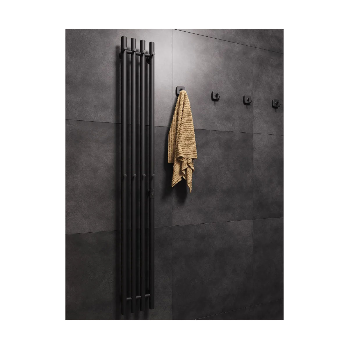Маргроид Ferrum Inaro 4 СНШ 150*6*18 Черный матовый, скрытого монтажа, таймер справа (8 крючков)